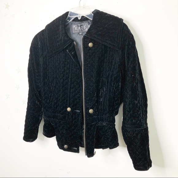 Kaos By Andy John’s black velvet quilted jacket - Picture 5 of 13